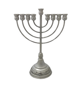 SMALL 925 STERLING SILVER HANDMADE SIMPLE CHASED SWIRL MATTE & SHINY MENORAH