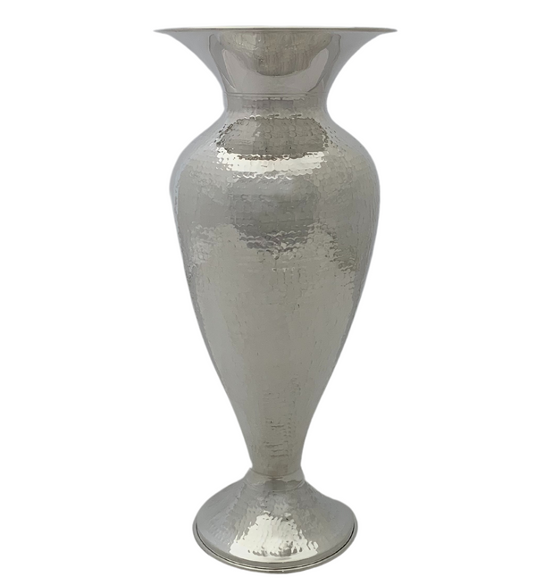 FINE 925 STERLING SILVER HANDMADE HAMMERED & SHINY SLEEK FINISH FLOWER VASE