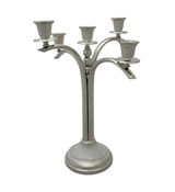 FINE TOPAZIO 925 STERLING SILVER HANDMADE MODERN SHINY SLEEK 5 LIGHT CANDELABRA