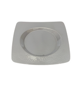 ITALIAN 925 STERLING SILVER HANDMADE HAMMERED MODERN ROUND PLATE TRAY COASTER