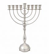 ITALIAN 925 STERLING SILVER HANDMADE MODERN GLOSSY SHINY SLEEK ROUND MENORAH