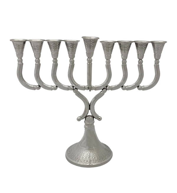 FINE SMALL 925 STERLING SILVER HANDMADE MODERN STRIATED SLEEK CHANUKAH MENORAH