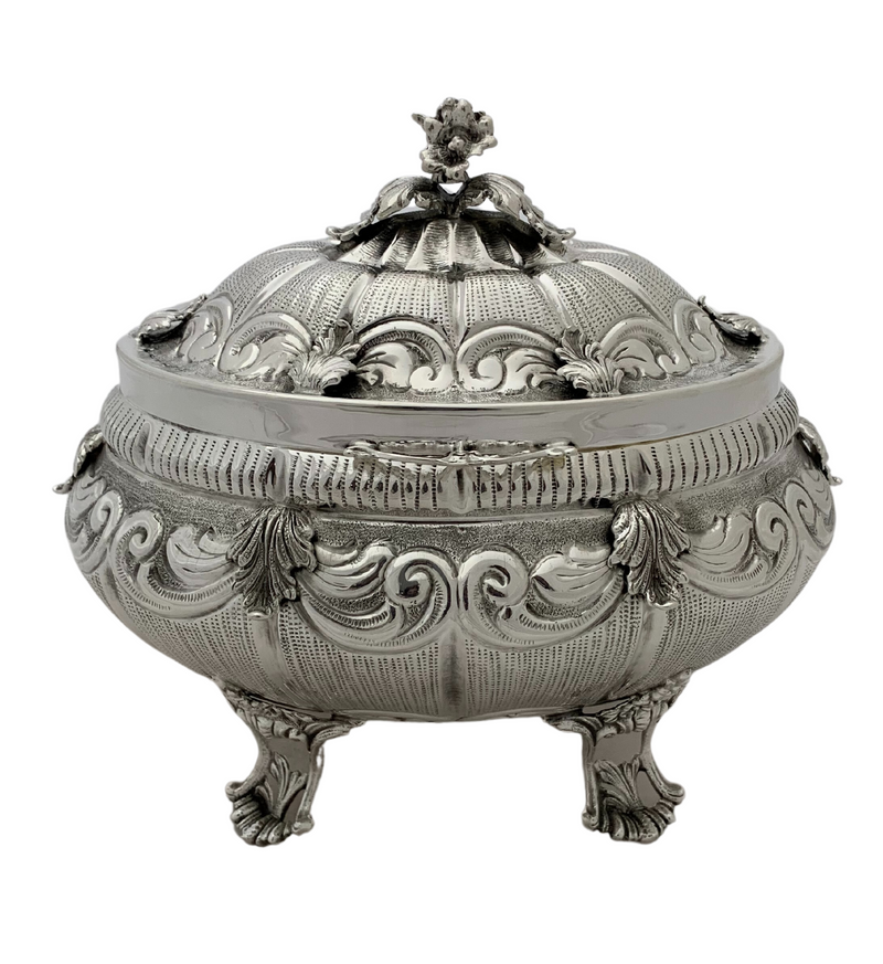 FINE 925 STERLING SILVER HANDMADE FLUTED LEAF APPLIQUE ORNATE JEWELRY ESROG BOX