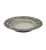ANTIQUE 925 STERLING SILVER HANDMADE FLORAL REPOUSSE ORNATE ROUND BOWL DISH