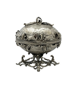ITALIAN 925 STERLING SILVER HANDMADE LEAF APPLIQUE CHASED MATTE SHINY ESROG BOX