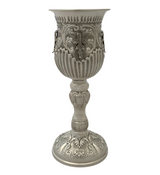 FINE 925 STERLING SILVER HANDMADE LEAF APPLIQUE STRIATED CHASED ELIYAHU CUP