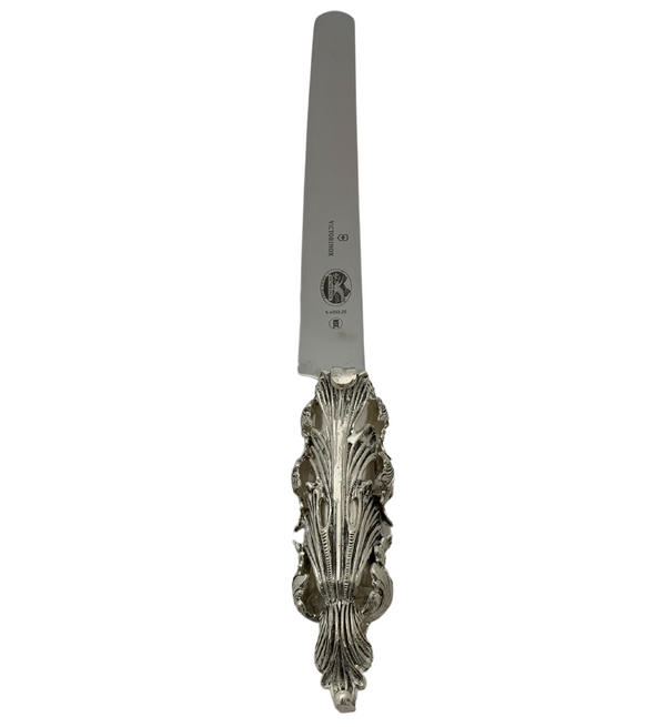 FINE LARGE 925 STERLING SILVER HANDMADE LEAF APPLIQUE ORNATE VICTORINOX KNIFE