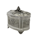FINE 925 STERLING SILVER HANDMADE LEAF APPLIQUE ORNATE STRIATED SQUARE ESROG BOX