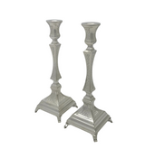 FINE 925 STERLING SILVER HANDMADE MODERN DIAMOND CUT & SLEEK SQUARE CANDLESTICKS