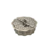 ITALIAN 925 STERLING SILVER HANDMADE FLORAL CHASED ORNATE SWIRL SNUFF SPICE BOX