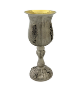 FINE 925 STERLING SILVER HANDMADE LEAF APPLIQUE CHASED STRIATED ELIYAHU CUP