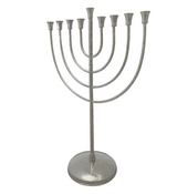 FINE TALL 925 STERLING SILVER HANDMADE MODERN SIMPLE HAMMERED ROUND MENORAH