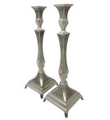 FINE 925 STERLING SILVER HANDMADE CHASED SWIRL ORNATE MATTE & SHINY CANDLESTICKS