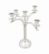 FINE TOPAZIO 925 STERLING SILVER HANDMADE MODERN SHINY SLEEK 5 LIGHT CANDELABRA