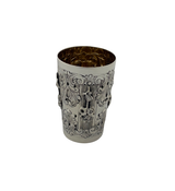 FINE ITALIAN 925 STERLING SILVER HANDMADE FLORAL LEAF ORNATE SHINY CUP & TRAY