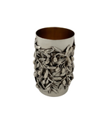 FINE ITALIAN 925 STERLING SILVER HANDMADE 3D OPEN OLIVE TREE LEAF CUP & TRAY