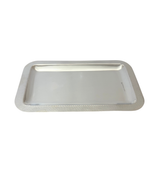 ITALIAN 925 STERLING SILVER HANDMADE MODERN HAMMERED SLEEK RECTANGLE PLATE TRAY
