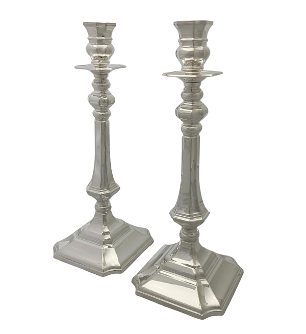 FINE 925 STERLING SILVER HANDMADE MODERN SHINY GLOSSY SLEEK SQUARE CANDLESTICKS