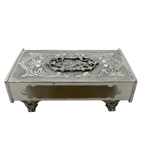925 STERLING SILVER HANDMADE FLORAL CHASED ORNATE MATTE & SHINY MATCHBOX HOLDER