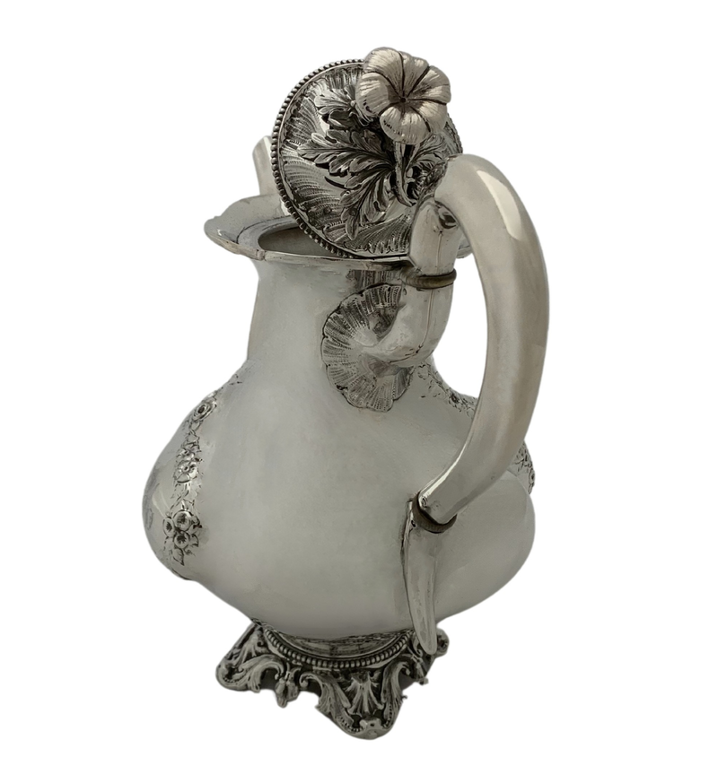 ANTIQUE ODIOT PARIS 925 STERLING SILVER HANDMADE FLORAL SLEEK MONOGRAM TEAPOT