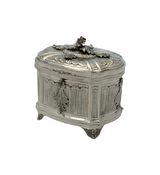 FINE 925 STERLING SILVER HANDMADE LEAF APPLIQUE ORNATE FLORAL STRIATED ESROG BOX