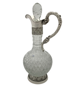 FINE TOPAZIO 925 STERLING SILVER & CRYSTAL HANDMADE FLORAL CHASED ORNATE PITCHER