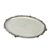 ANTIQUE FRENCH TIFFANY & CO 925 STERLING SILVER HANDMADE FOLIATE SHELL OVAL TRAY