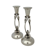 ANTIQUE ALPHONSE LA PAGLIA 925 STERLING SILVER HANDMADE TULIP CANDLESTICKS