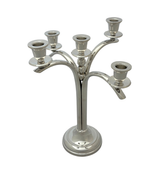 FINE TOPAZIO 925 STERLING SILVER HANDMADE MODERN SHINY SLEEK 5 LIGHT CANDELABRA
