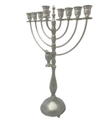 ITALIAN 925 STERLING SILVER HANDMADE MODERN HAMMERED & SHINY SLEEK ROUND MENORAH