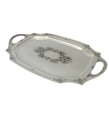 ANTIQUE REED & BARTON 925 STERLING SILVER HANDMADE FLORAL SLEEK TWO-HANDLE TRAY
