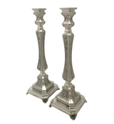 FINE 925 STERLING SILVER HANDMADE CHASED SWIRL ORNATE MATTE & SHINY CANDLESTICKS