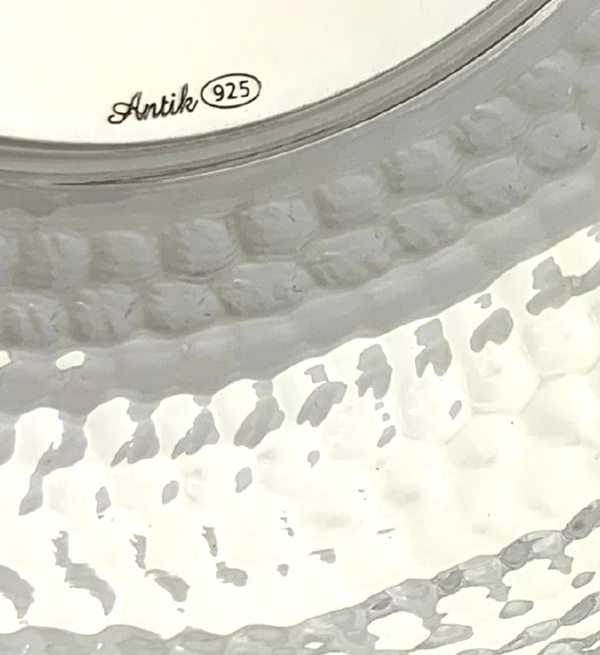 FINE 925 STERLING SILVER HANDMADE HAMMERED SHINY & SLEEK FINISH ROUND PLATE TRAY