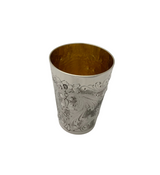 FINE ITALIAN 925 STERLING SILVER HANDMADE FLORAL ORNATE MATTE & SHINY CUP & TRAY