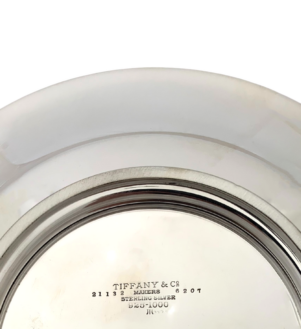 TIFFANY & CO 925 STERLING SILVER HANDMADE MODERN SIMPLE MONOGRAMMED ROUND PLATE