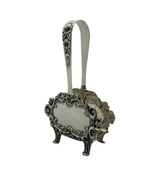 TOPAZIO 925 STERLING SILVER HANDMADE FLORAL ORNATE SHINY SLEEK NAPKIN HOLDER