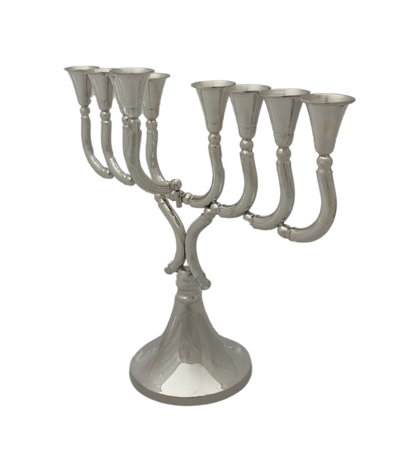 FINE SMALL 925 STERLING SILVER HANDMADE MODERN SHINY SLEEK CHANUKAH MENORAH