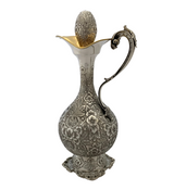 ITALY 925 STERLING SILVER HANDMADE FLORAL LEAF ORNATE CHASED WINE BOTTLE & TRAY