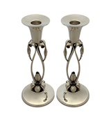 ANTIQUE DURHAM 925 STERLING SILVER HANDMADE JENSEN STYLE BLOSSOM CANDLESTICKS