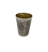 FINE 925 STERLING SILVER HANDMADE FLORAL CHASED ORNATE MATTE & SHINY CUP & TRAY