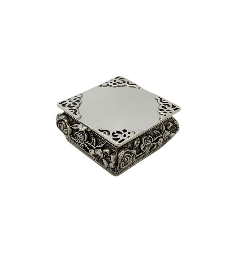 FINE ITALIAN 925 STERLING SILVER HANDMADE FLORAL ORNATE SHINY SLEEK SNUFF BOX