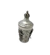925 STERLING SILVER HANDMADE ORNATE LEAF APPLIQUE MATTE SHINY CUP & TRAY & COVER