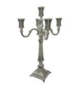 FINE 925 STERLING SILVER HANDMADE CHASED SWIRL MATTE & SHINY 4 LIGHT CANDELABRA