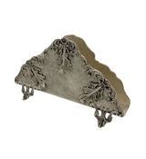 FINE 925 STERLING SILVER HANDMADE LEAF APPLIQUE ORNATE MATTE NAPKIN HOLDER