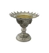 925 STERLING SILVER HANDMADE LEAF APPLIQUE CHASED SWIRL MATTE SHINY SALT HOLDER