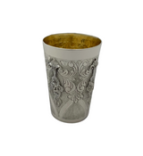 FINE 925 STERLING SILVER HANDMADE FLORAL ORNATE SWIRL MATTE & SHINY CUP & TRAY