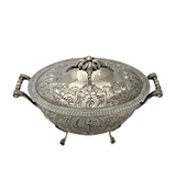 ITALIAN 925 STERLING SILVER HANDMADE CHASED SWIRL LEAF ORNATE CARRIAGE ESROG BOX