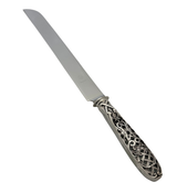 ITALIAN 925 STERLING SILVER HANDMADE WOVEN ORNATE CHASED CUT OUT BREAD KNIFE