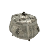 925 STERLING SILVER HANDMADE LEAF APPLIQUE CHASED SWIRL MATTE SHINY ESROG BOX