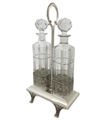 TOPAZIO 925 STERLING SILVER & CRYSTAL HANDMADE FLORAL LACE DOUBLE BOTTLE HOLDER